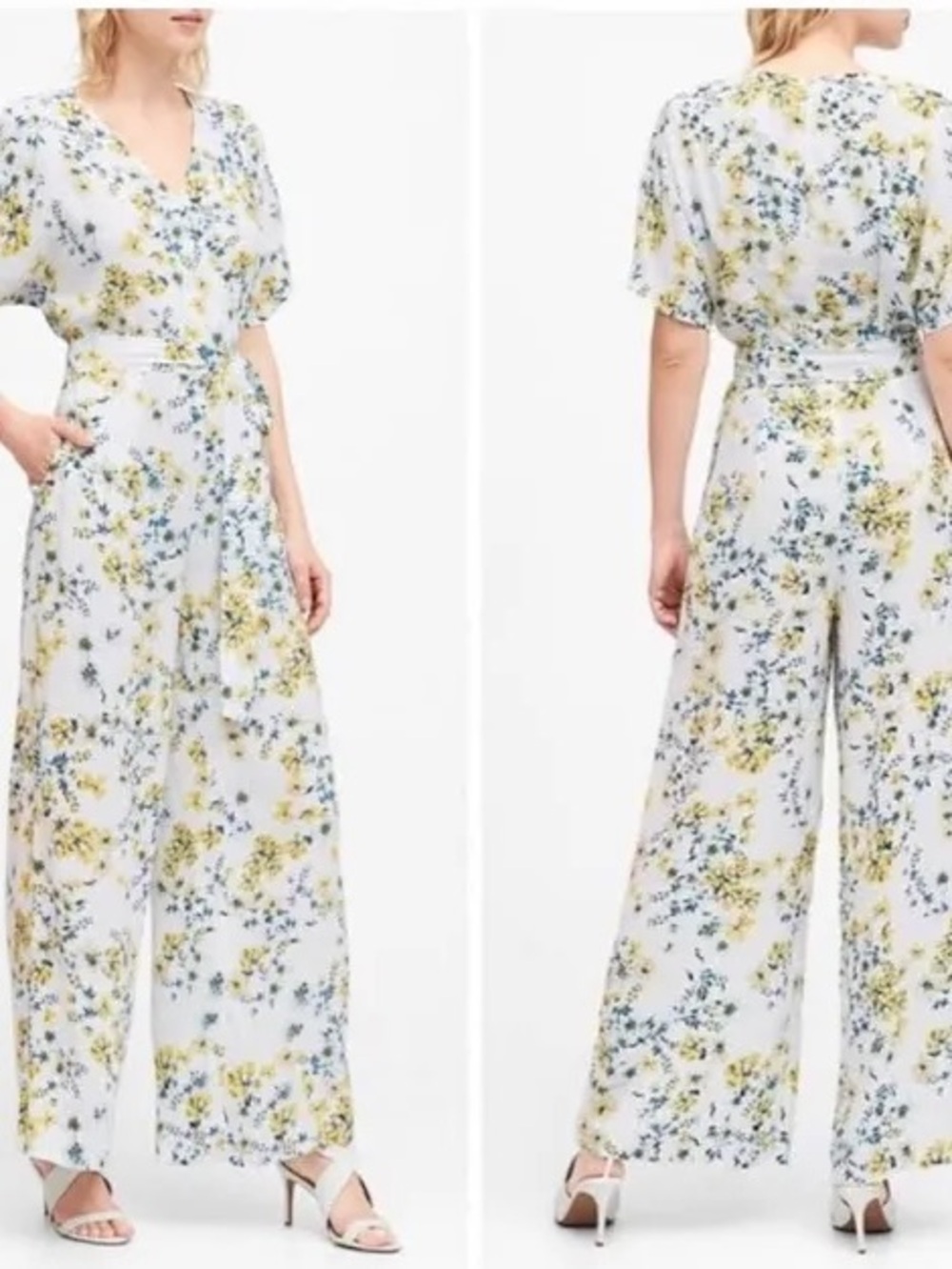 Banana Republic Dixie Floral Jumpsuit,Blue, Yellow Floral Size 12 NWOT